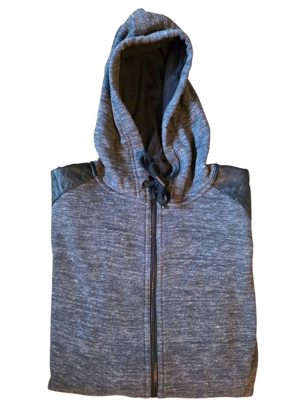 Rock & Republic Hoodie Mens XL Full Zip Gray Moto Quilted Hooded Jacket - Picture 3 of 11